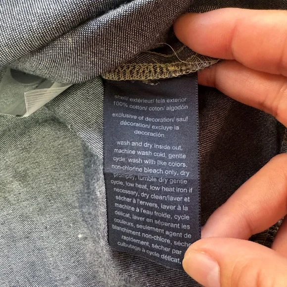 NWT TOMMY HILFIGER Dark Blue Denim Shirt Button Down Ruffle Hem Dress Size 8 - Picture 7 of 7